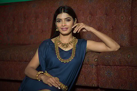 Sanchita Shetty | Jewellery: Vummidi Bangaru Jewellers (VBJ) | Wardrobe & Styling: Studio 9696 | Hair and make-up: Samantha Jagan of  Wink Salon, Alwarpet
