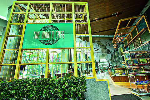 This World Cafe offers single origin coffees, protein shakes, and healthy and fresh bites 