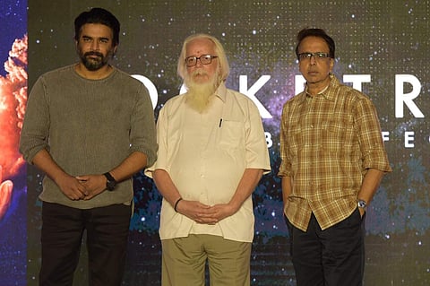 R Madhavan, Nambi Narayanan and Ananth Mahadevan at the trailer launch