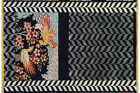 Qalamkari designs on fine rugs by designer JJ Valaya