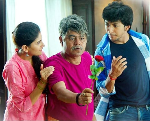 A scene from the film (Anshuman Jha is on the extreme right)