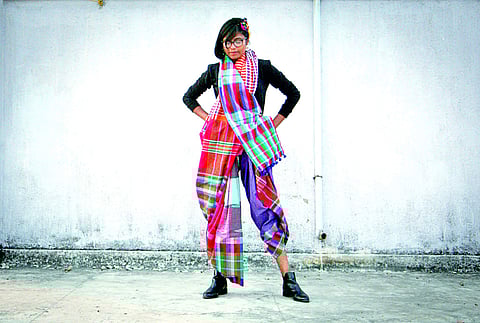 A gamcha sari from Sanjukta