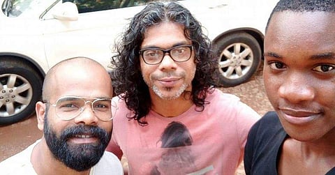 Samuel (right) with film producers Shyju and Sameer