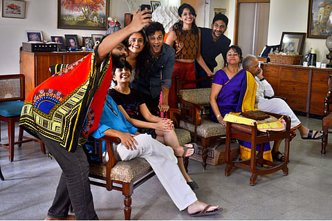 The cast at the rehearsals of the play