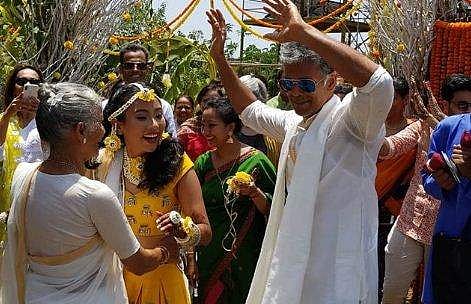 Milind Soman with Ankita Konwar at the haldi ceremony