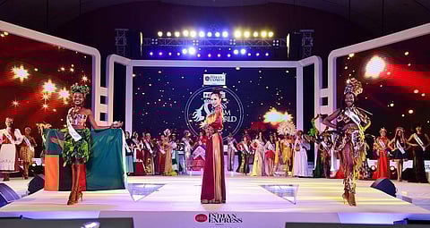 All the models at Indulge Miss Glam World take to the ramp in their traditional attire in Kochi.