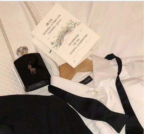 Prince Harry‘s friend, polo player Nacho Figueras, shared a photo of the program alongside a bottle of cologne and his Ralph Lauren tuxedo, in an Instagram post.