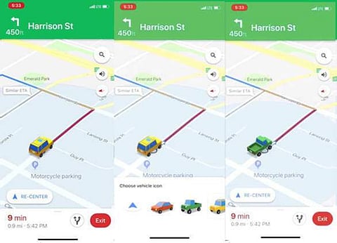Google maps navigation arrow change