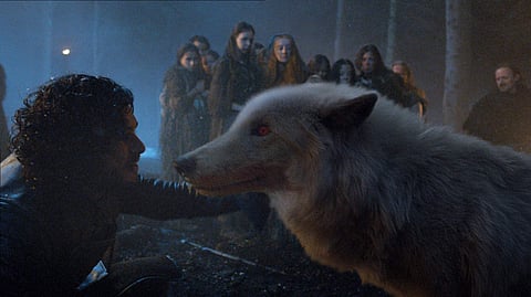 Jon Snow with his direwolf, Ghost in Season 6