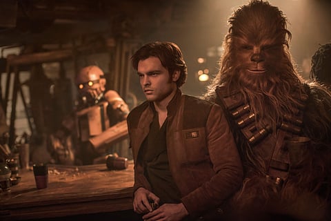 Alden Ehrenreich (left) as Han Solo