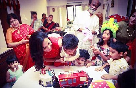 Superstar Rajinikanth back in town to celebrate grandson Ved's birthday 