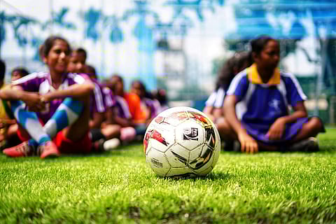  Football in saris and salwar kameez at Kolkata's first under-18 women's tournament