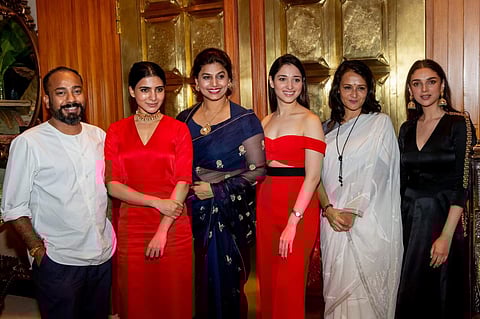 Designer Sanjay Garg with Samantha, Pinky Reddy, Tamannaah, Amala and Aditi