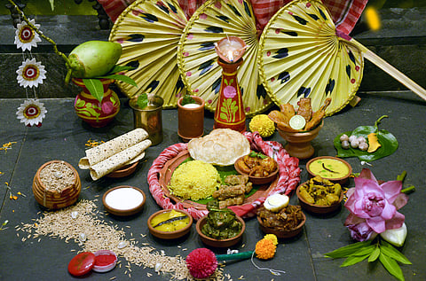 Durga Puja spread at Chilekotha