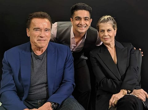 Arnold Schwarzenegger, Ranveer Allahbadia and Linda Hamilton (Photo: IANS)