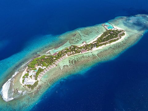 In pics: A dream island getaway to the diver's paradise of OBLU by Atmosphere at Helengeli, Maldives. An aerial view of Helengeli Island, Maldives.