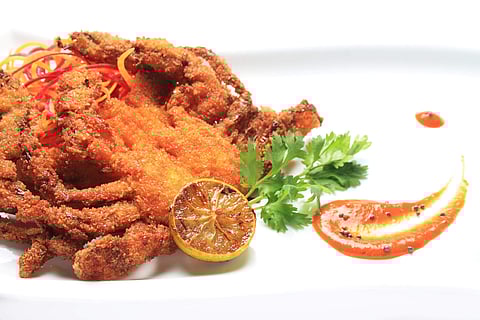 Masala crumb fried soft shell crabs