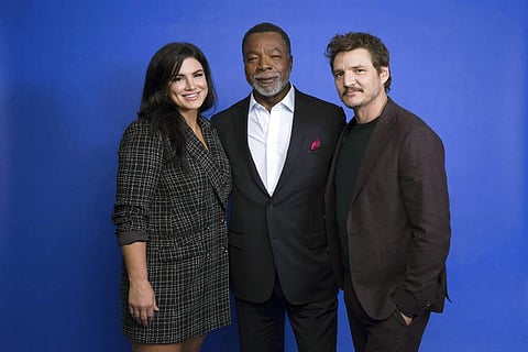 From left, Gina Carano, Carl Weathers and Pedro Pascal at the Disney Plus launch event promoting The Mandalorian (Photo by Mark Von Holden/Invision/AP)