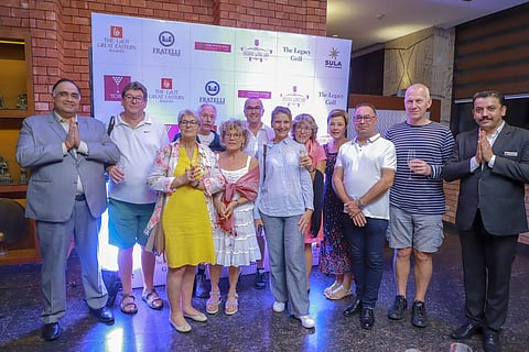 Jagdeep Nambiar, General Manager, The Lalit Great Eastern Kolkata with guests at the Indian Wine Day celebrations