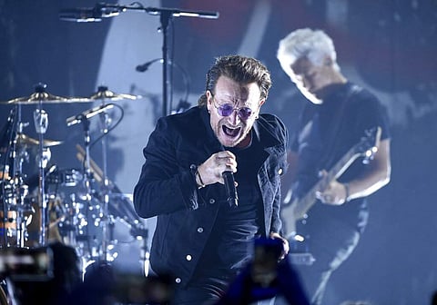 U2 at the Apollo Theater, New York (Photo by Evan Agostini/Invision/AP)
