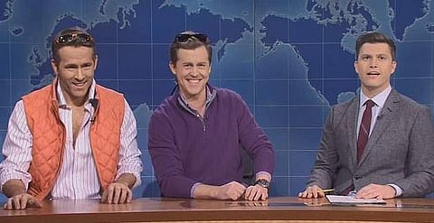 Ryan Reynolds, Alex Moffat and Colin Jost in this week's SNL segment