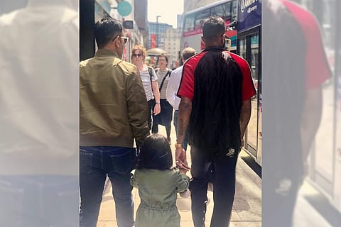 Hardik Pandya and MS Dhoni with Ziva (Photo: IANS)