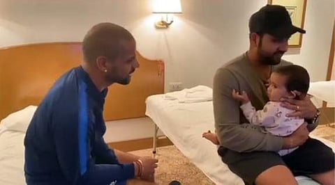 Shikhar Dhawan and Rohit Sharma with Samaira (Photo: IANS)
