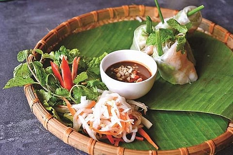 Fresh shrimp spring rolls at Va Pho