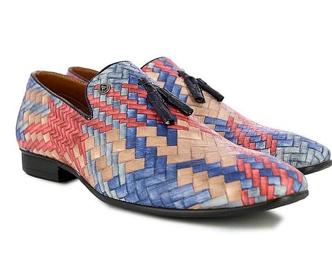 Alberto Torresi Fleur Red Blue Tassel Slip-on Shoes