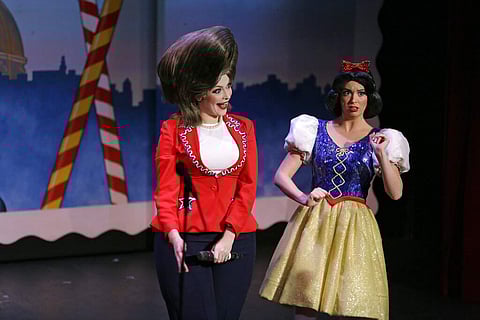 Hillary Clinton and Snow White are portrayed by Jennifer Morrison and Ruby Day (AP Photo/Eric Risberg)