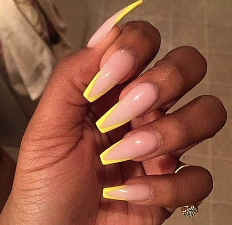 Nude and neon nails