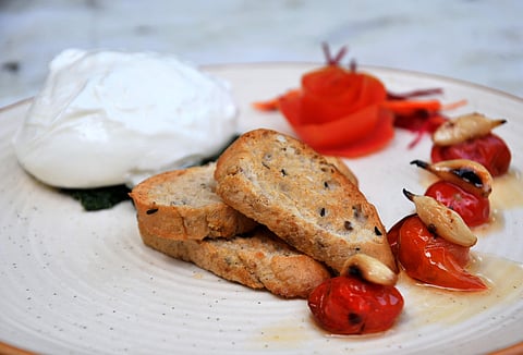 Burrata with Roasted Cherry Tomato and Garlic