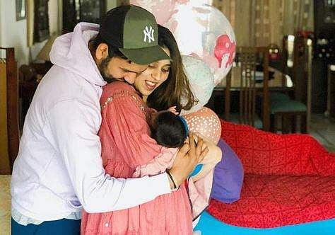 Rohit Sharma and Ritika Sajdeh with baby Samaira