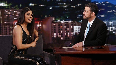 Priyanka Chopra with Jimmy Kimmel on his show