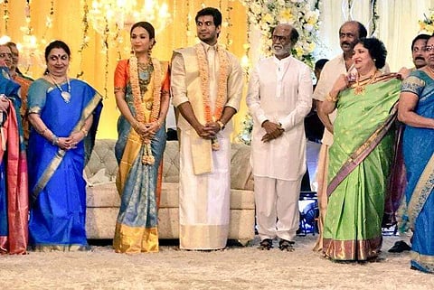 Soundarya Rajinikanth and Vishagan Vanangamudi at their reception in Chennai