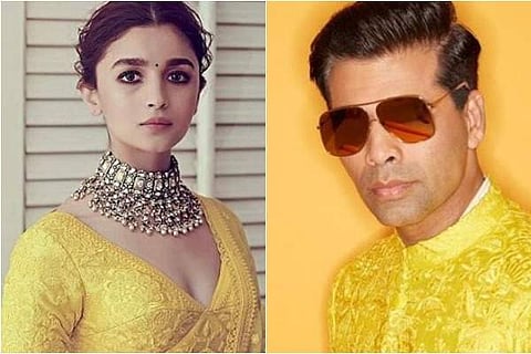 Alia Bhatt and Karan Johar at Akash Ambani's wedding