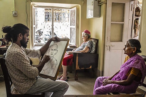 Vipin Dhanurdharan at the Biennale. All images courtesy Kochi Biennale Foundation.