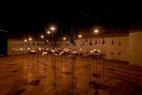 Shilpa Gupta, 'For, In Your Tongue, I Can Not Fit', Admin Block at Aspinwall House, Kochi-Muziris Biennale 2018. All images courtesy Kochi Biennale Foundation.