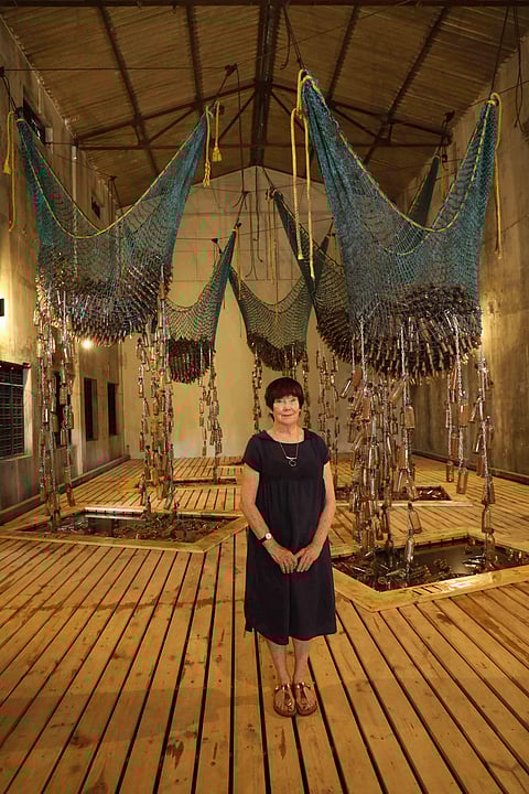 Artist Sue Williamson at the Biennale. All images courtesy Kochi Biennale Foundation.
