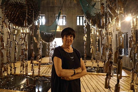 Artist Sue Williamson at the Biennale. All images courtesy Kochi Biennale Foundation.