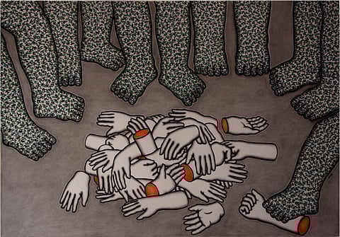 The Defeated Palm's, charcoal & soft pastel on paper (2013)