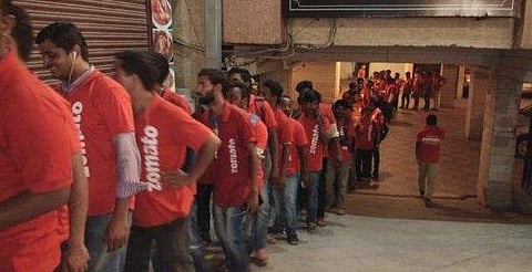 Delivery executives waiting at Bawarchi