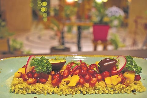 Quinoa salad with century eggs