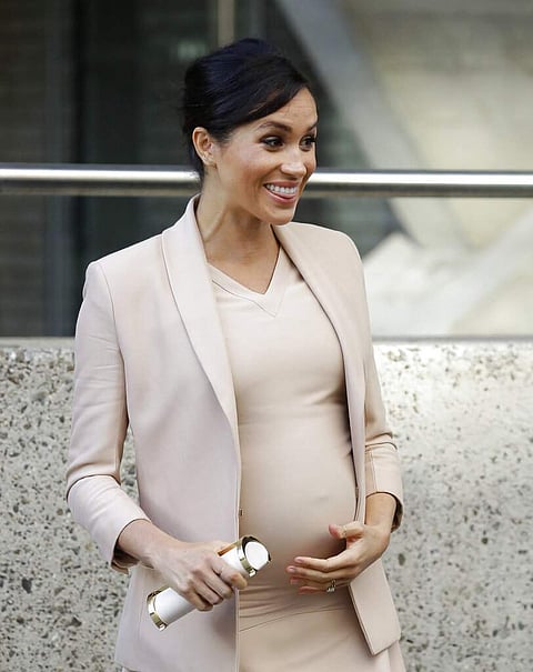 January 30, 2019: Meghan, The Duchess of Sussex, leaves after visiting the National Theatre in London. (AP Photo/Kirsty Wigglesworth)