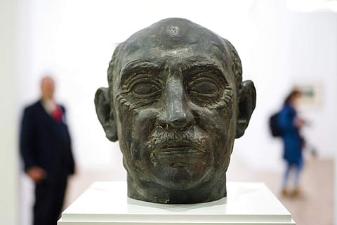 The sculpture 'Head of Emil Nolde' by Gustav H Wolff at the Hamburger Bahnhof museum in Berlin, Germany. (AP Photo/Markus Schreiber)