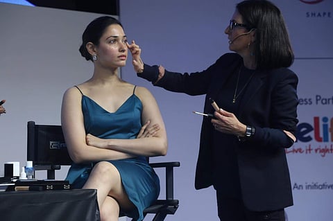 Actress Tamannaah at American makeup artist Bobbi Brown's masterclass in Mumbai, on April 13, 2019. (Photo: IANS)
