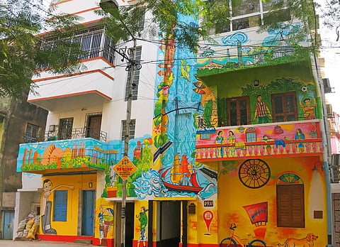 The murals at Art Rickshaw studio