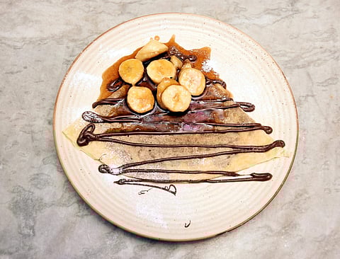 Pancakes with banana and Nutella at The Cupcake Company dessert cafe