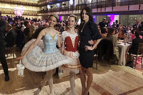 Choreographer Melanie Hamrick poses with dancers at the gala of Youth America Grand Prix (AP Photo/Jocelyn Noveck)