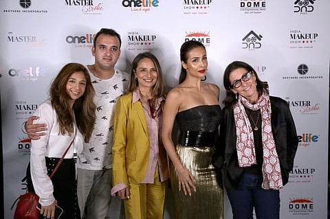 Actress Malaika Arora at India Makeup Show with entrepreneur Bobbi Brown for a masterclass in New Delhi on 20 April 2019. (Amlan Paliwal/IANS)